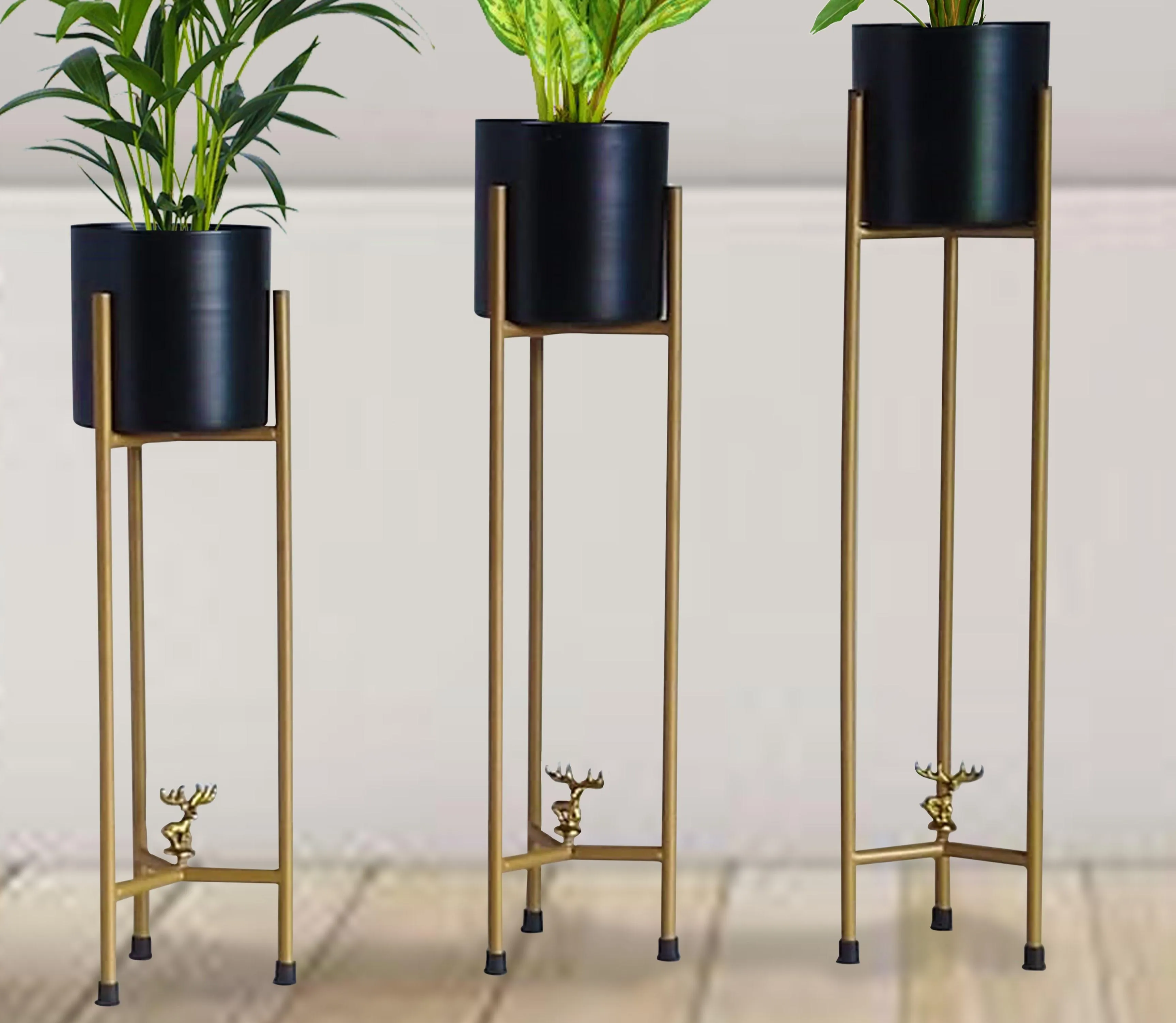 Planter Stand, 3 pcs Modern Planters for Indoor Plants,  Set with Foldable Stand(Pack of 3)