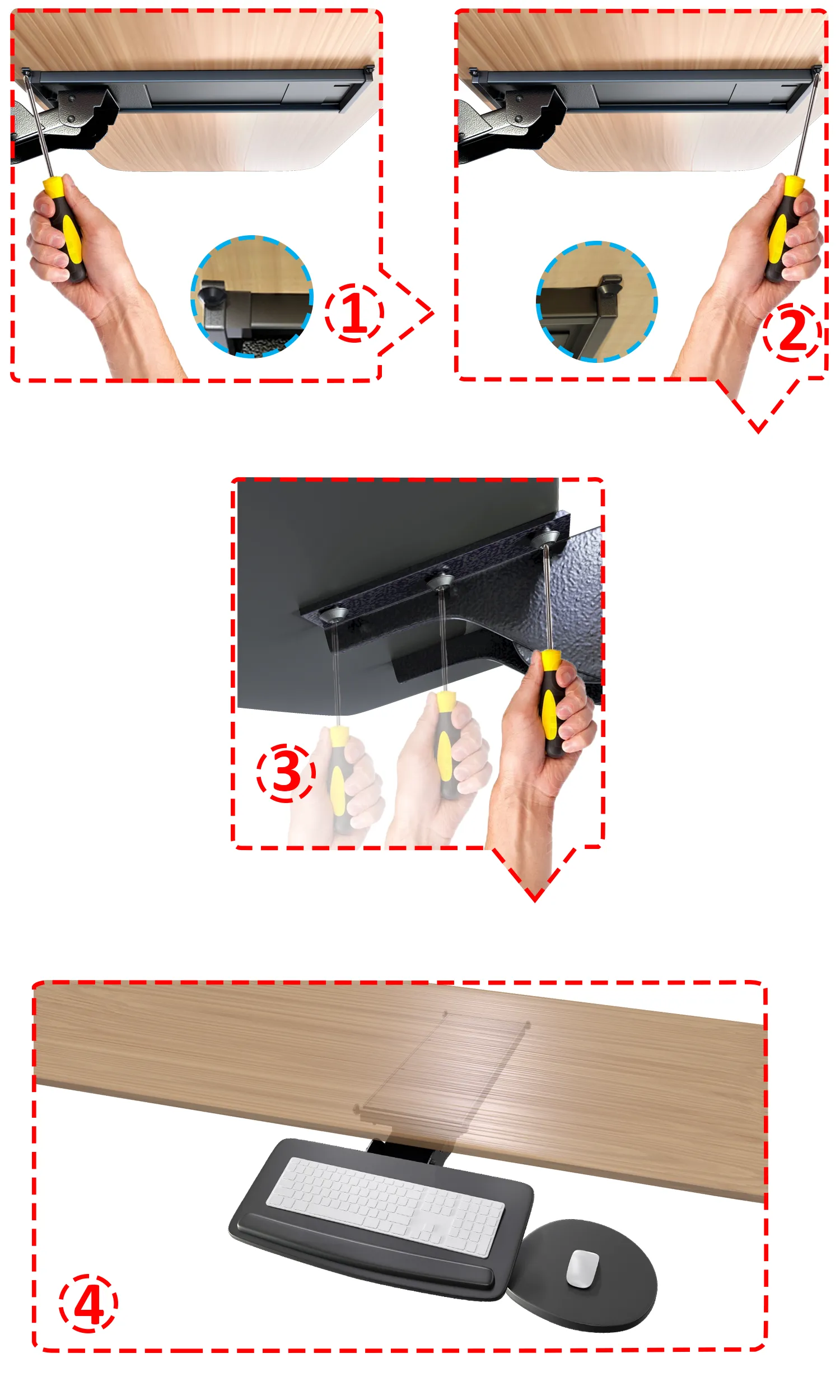 Premium Knob Adjusted Classic Style Adjustable Keyboard Tray AKT03