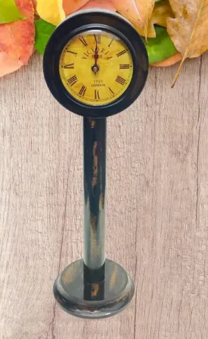 Q Time Handicraft Candlestick Table Top Clock, Silent Quartz Movement, Antique (15 Cm X 46 Cm) Wooden Gift. 18 "