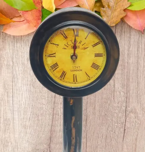 Q Time Handicraft Candlestick Table Top Clock, Silent Quartz Movement, Antique (15 Cm X 46 Cm) Wooden Gift. 18 "