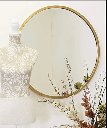 Quality Mirrors Round Wooden Decorative Big Large Royal Modern Round Wall Mount Mirror (24 x 24 inches, Silver), Framed
