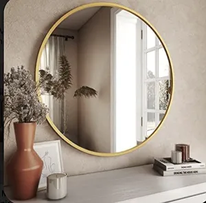 Quality Mirrors Round Wooden Decorative Big Large Royal Modern Round Wall Mount Mirror (24 x 24 inches, Silver), Framed