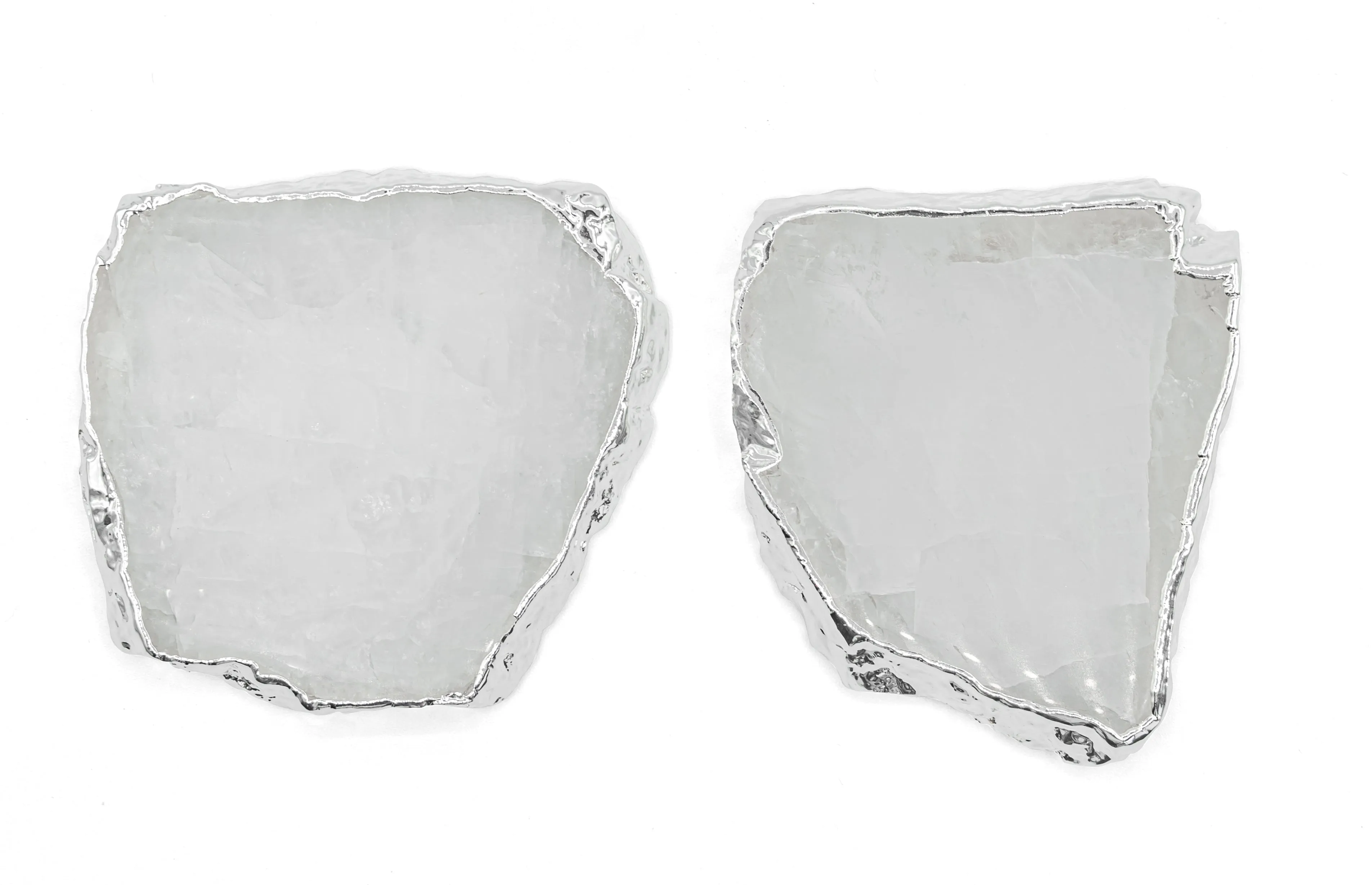 Quartz Coasters with Silver Trim, Set of 2