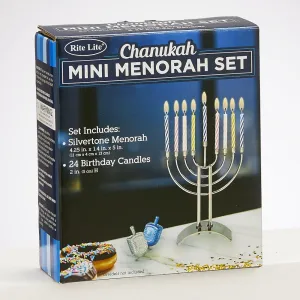 Rite Lite Mini Menorah Set with 24pk Birthday Candles