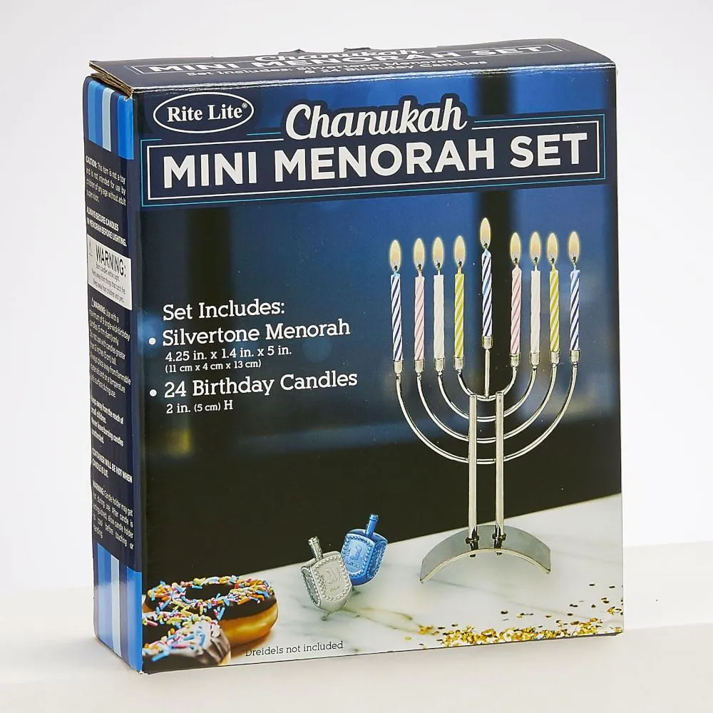 Rite Lite Mini Menorah Set with 24pk Birthday Candles