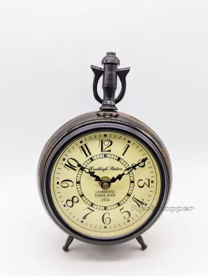ROCKHOPPER Antique Wooden Metal Desk Clock 5'' Desktop Decor, Home Decor, Office Decor Clock Table Clock Gift Clock