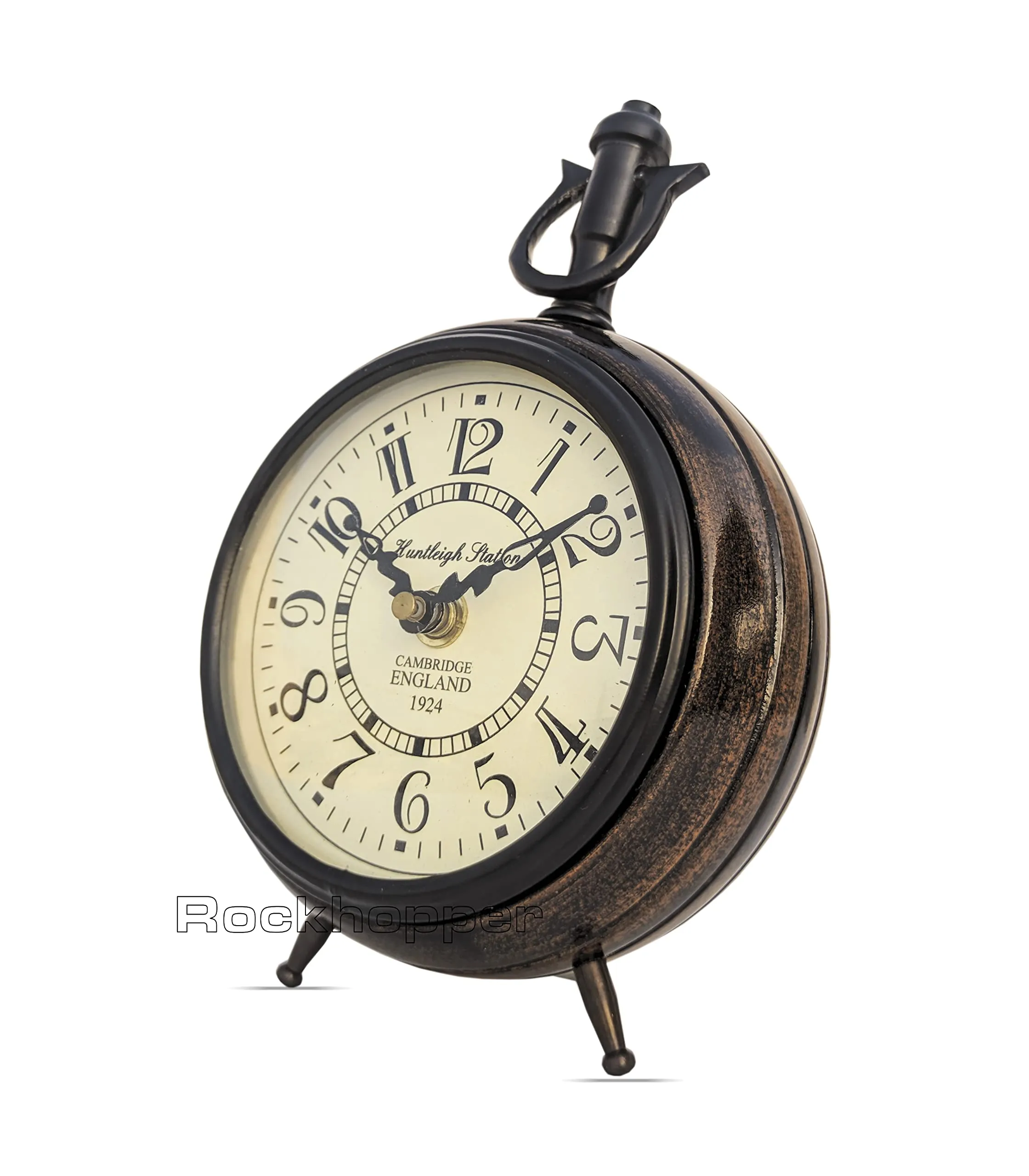 ROCKHOPPER Antique Wooden Metal Desk Clock 5'' Desktop Decor, Home Decor, Office Decor Clock Table Clock Gift Clock