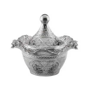 Round Pot with Cover Silver