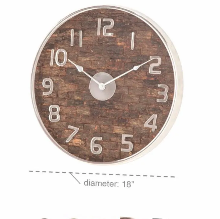 Rustic Round Stainless Steel Wall Clock