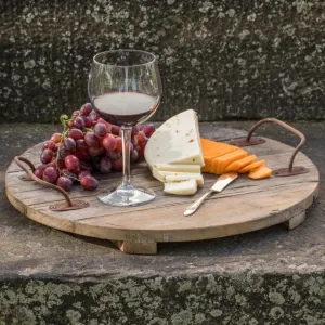 Rustic Wood Tray With Metal Handles