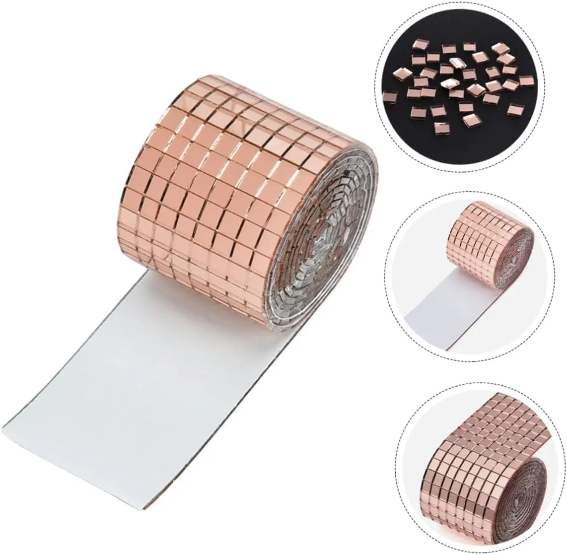 Sarvadeshi Self-Adhesive Mosaic Mirror Stickers Art Kit, Mirror Tiles Wall Art Stickers, Mini Glass Roll Mirror Mosaic Tiles Wall Decal for DIY Home Craft Decoration Material. (Copper Roll_2 PC)
