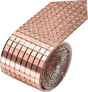 Sarvadeshi Self-Adhesive Mosaic Mirror Stickers Art Kit, Mirror Tiles Wall Art Stickers, Mini Glass Roll Mirror Mosaic Tiles Wall Decal for DIY Home Craft Decoration Material. (Copper Roll_2 PC)