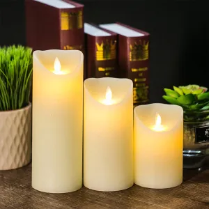 Saubhagya Global 3Pcs Set LED Wax Candle Warm White Flickering Light Christmas Party Wedding Decoration Floating Candle Light Bulb 3AAA Batteries Per Candle (Not Included)