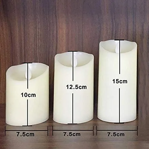 Saubhagya Global 3Pcs Set LED Wax Candle Warm White Flickering Light Christmas Party Wedding Decoration Floating Candle Light Bulb 3AAA Batteries Per Candle (Not Included)