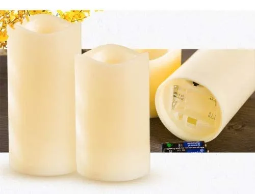 Saubhagya Global 3Pcs Set LED Wax Candle Warm White Flickering Light Christmas Party Wedding Decoration Floating Candle Light Bulb 3AAA Batteries Per Candle (Not Included)