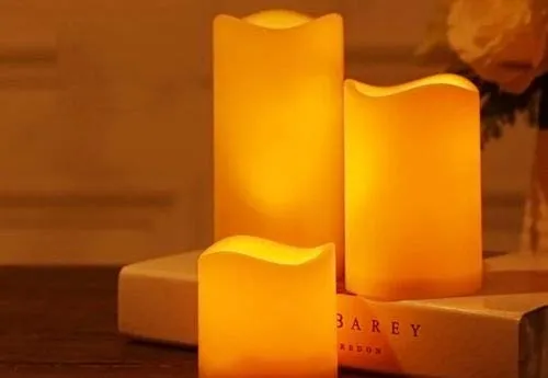 Saubhagya Global 3Pcs Set LED Wax Candle Warm White Flickering Light Christmas Party Wedding Decoration Floating Candle Light Bulb 3AAA Batteries Per Candle (Not Included)