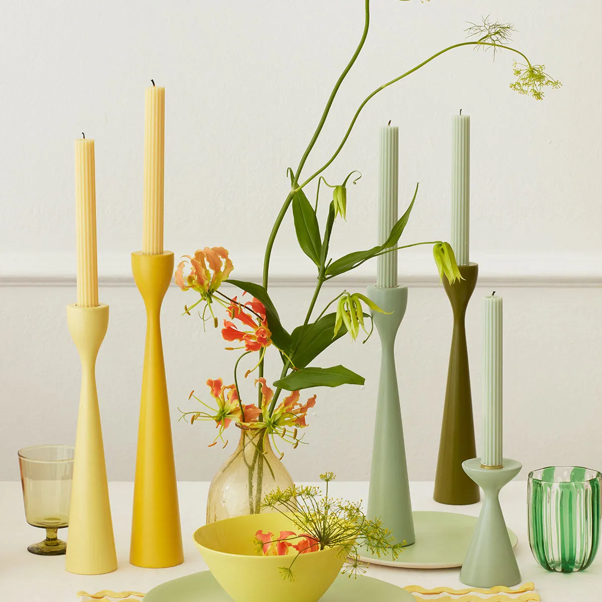 Sea Foam Green Table Candles (x 2)