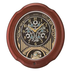 SEIKO Classic Melodies in Motion Wooden Oval Analog Home Decor Musical Wall Clock with One Way Rotating Showpiece (Size: 43.5 x 10.8 x 48.3 CM | Weight: 4500 gram | Color: Brown) QXM392BT