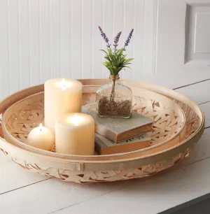 Set of 2 Round Boho Tobacco Baskets