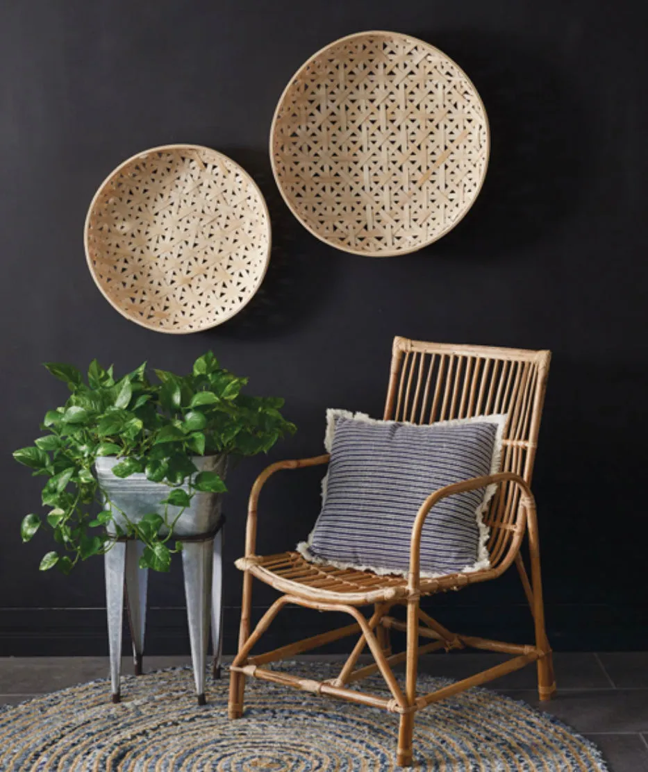Set of 2 Round Boho Tobacco Baskets
