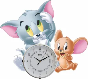 Shashank Wooden Handpainted Elegent Tom and Jerry Wall Clock for Office and Living room6