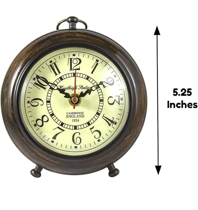 SLEPSY Handmade Antique Wooden Table Top Clock Desk Clock Nautical Style Roman Number Home & Office Study Living Room Decoration Gift Item (Brown)