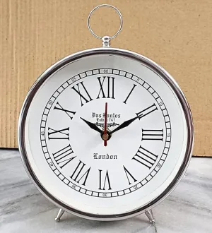 SLEPSY Handmade Table Top Clock Desk Clock Nautical Stayle Roman Number Beautiful Table Clock| Hanging Table Clock| Home & Office Bed Room Studio Decoration | 6 inch White | No TIK TIK