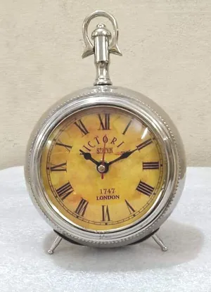 SLEPSY Handmade Table Top Clock Desk Clock Victoria Style Roman Number Beautiful Table Clock| Hanging Table Clock| Home & Office Bed Room Studio Decoration | 6 inch Brown