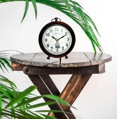SLEPSY Handmade Wooden Table Top Clock Desk Clock |Authentic 1972| Antique Style Home & Office Study Living Room Decoration Table Clock Gift Item