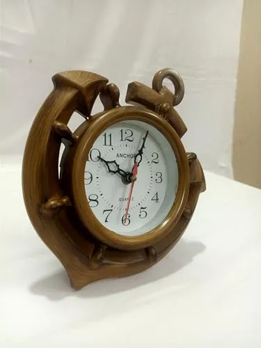 Sri Sainath Enterprises Anchor DEIGN Table Clock/Brown Colour Table Clock/Size:- 11 in Height, 8 in Width.