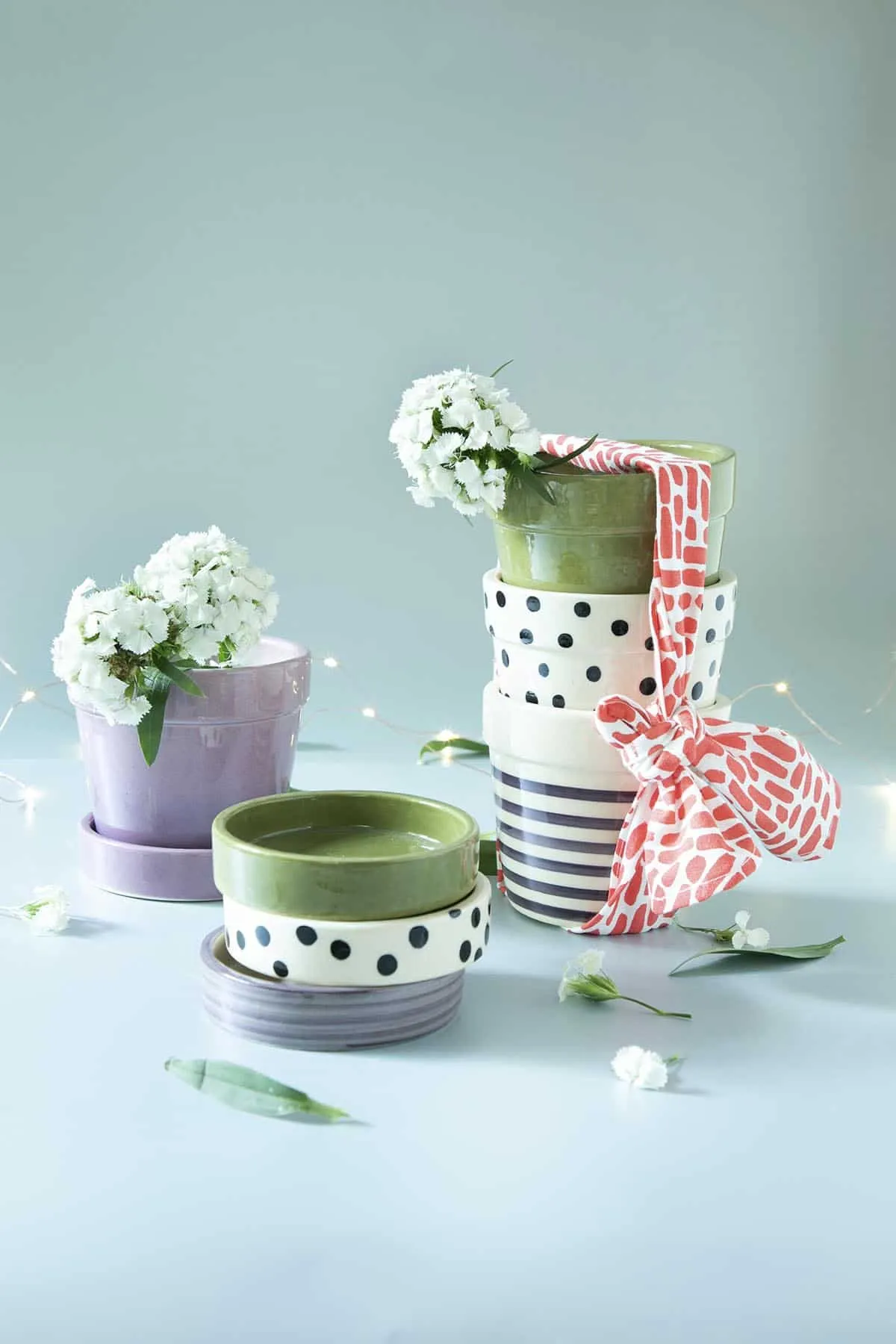 Stripe Lavender Pink Herb Planter (Set Of 2)