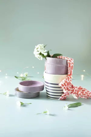 Stripe Lavender Pink Herb Planter (Set Of 2)