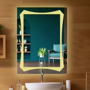 Sunsyze Bathroom Wall Mounted Rectangular Mirror with LED Light, 18x24 Inch Touch Sensor Led Mirror with 3 Color Lights (Warm   White   Natural Light) Brightness Adjustable