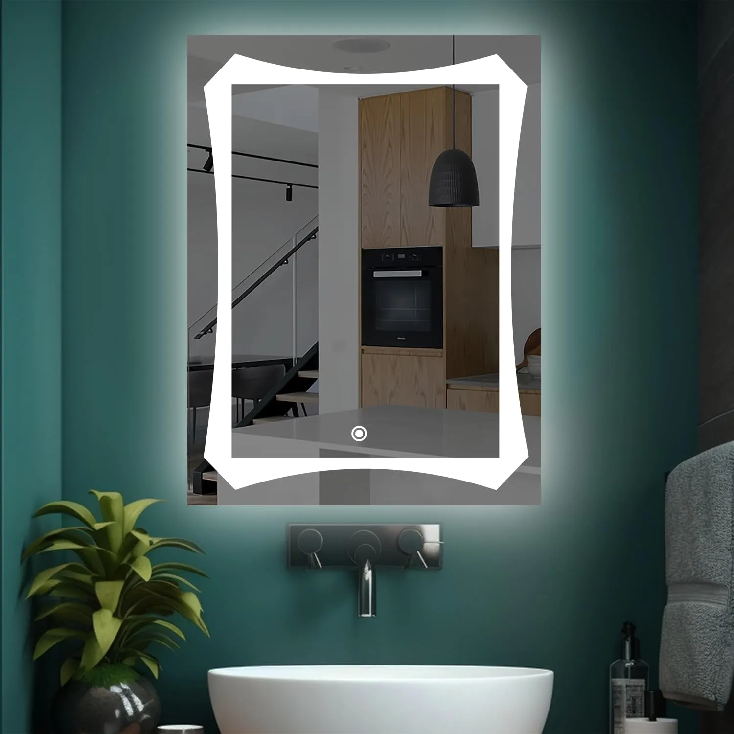 Sunsyze Bathroom Wall Mounted Rectangular Mirror with LED Light, 18x24 Inch Touch Sensor Led Mirror with 3 Color Lights (Warm   White   Natural Light) Brightness Adjustable