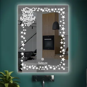 Sunsyze Modern Led Mirror for Bathroom & Bedroom, Styles Mirror with Light, Touch Sensor Controlled with 3 Colour Lights and Brightness Adjustable (18x24 Mirror Size)