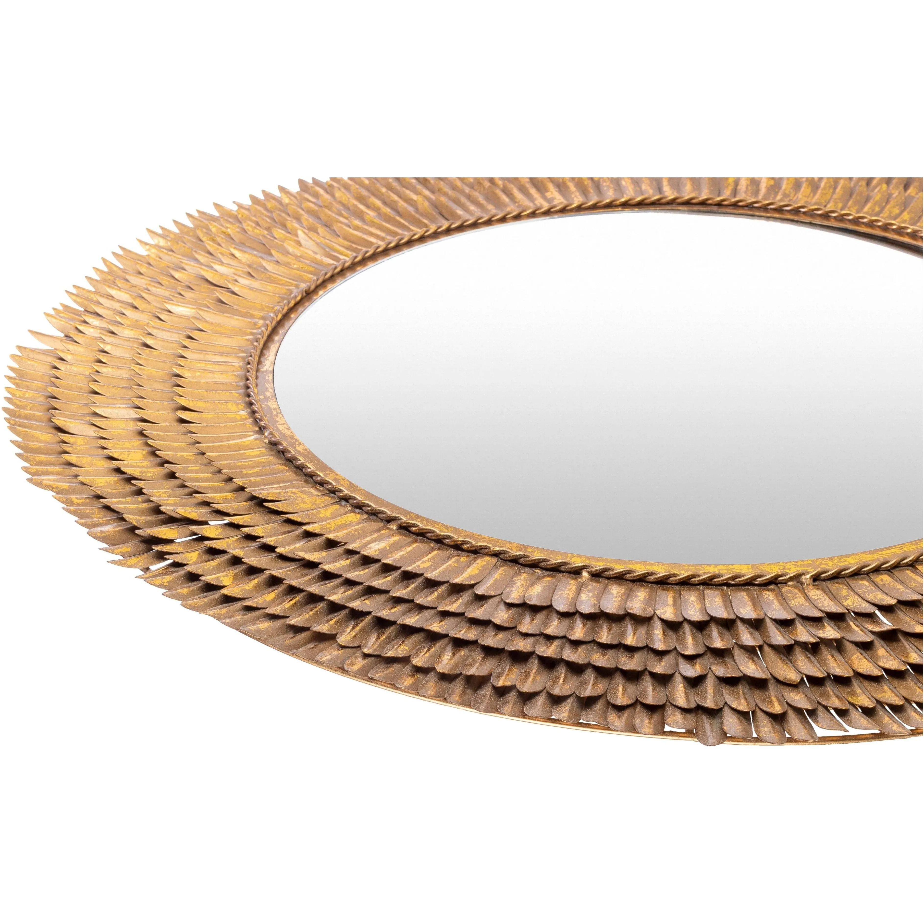 SURYA - Anubis Old Gold 32" Round Decorative Wall Mirror - NUB001-3232