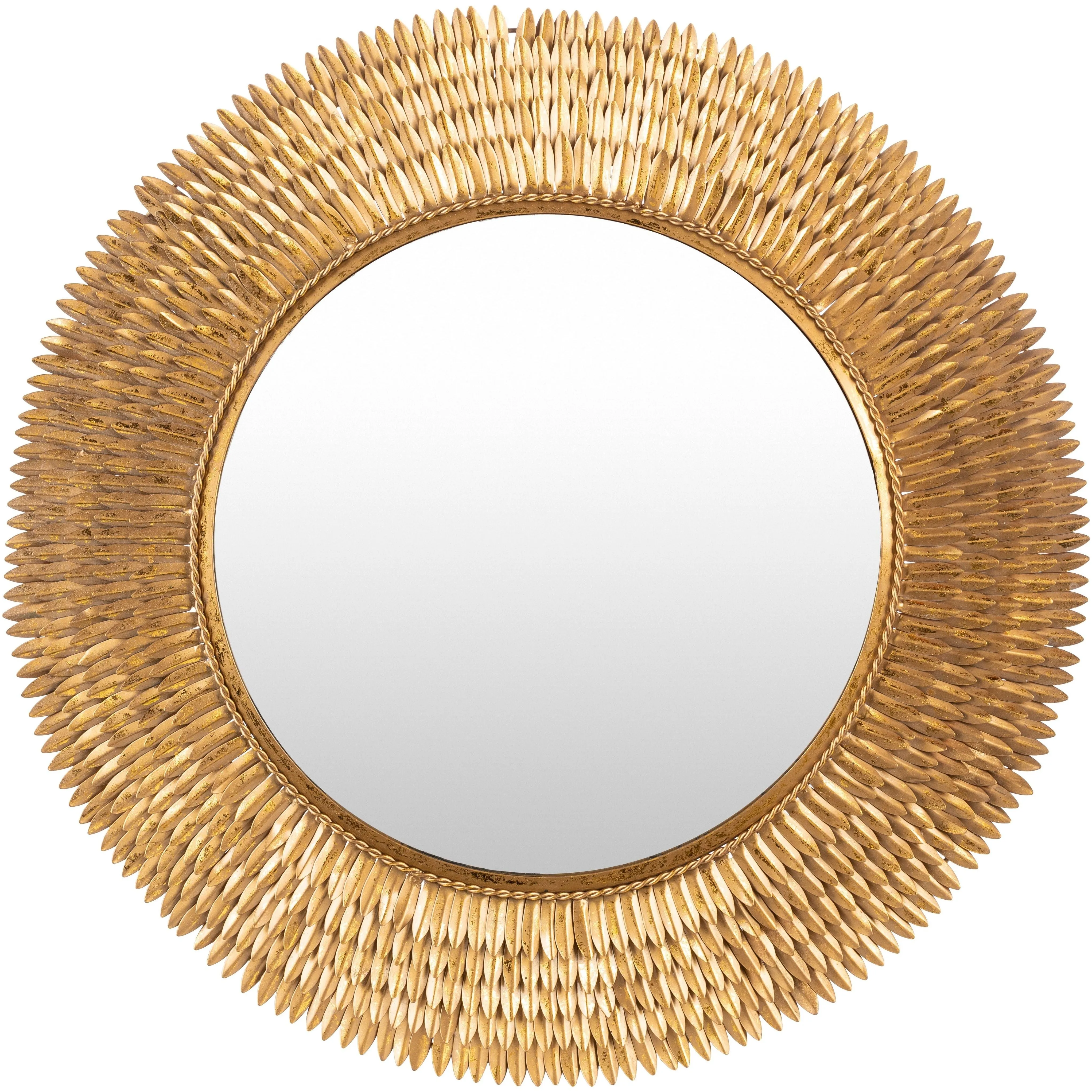 SURYA - Anubis Old Gold 32" Round Decorative Wall Mirror - NUB001-3232