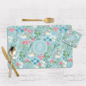 Swan's Lake Tableware Set (4 Placemats & 4 Casters)