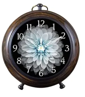 Table Clock Handicraft Wooden Antique Number 5.25 inch dial 4 inch Brown Colour Table Clock