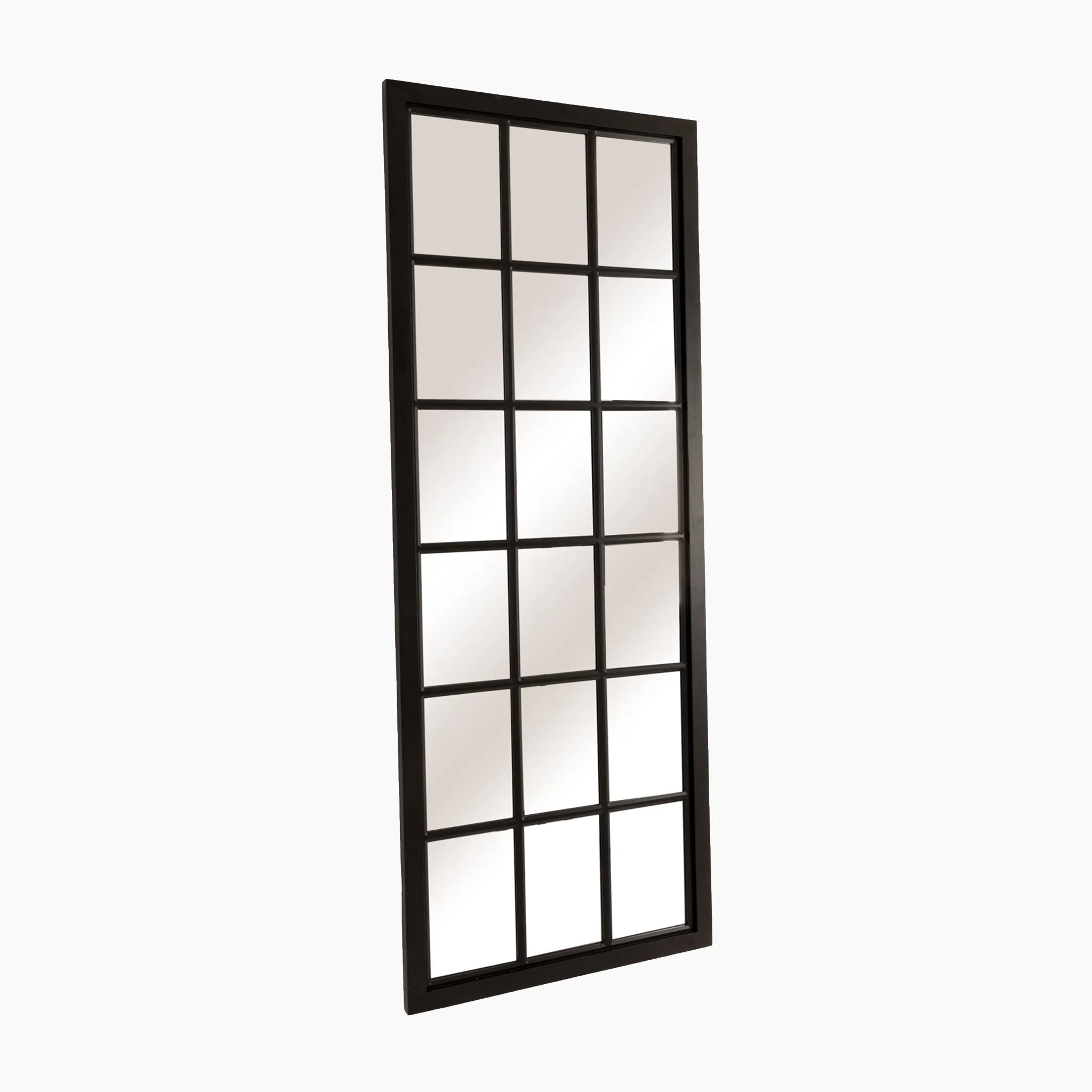 Tall Black Wooden Window Mirror
