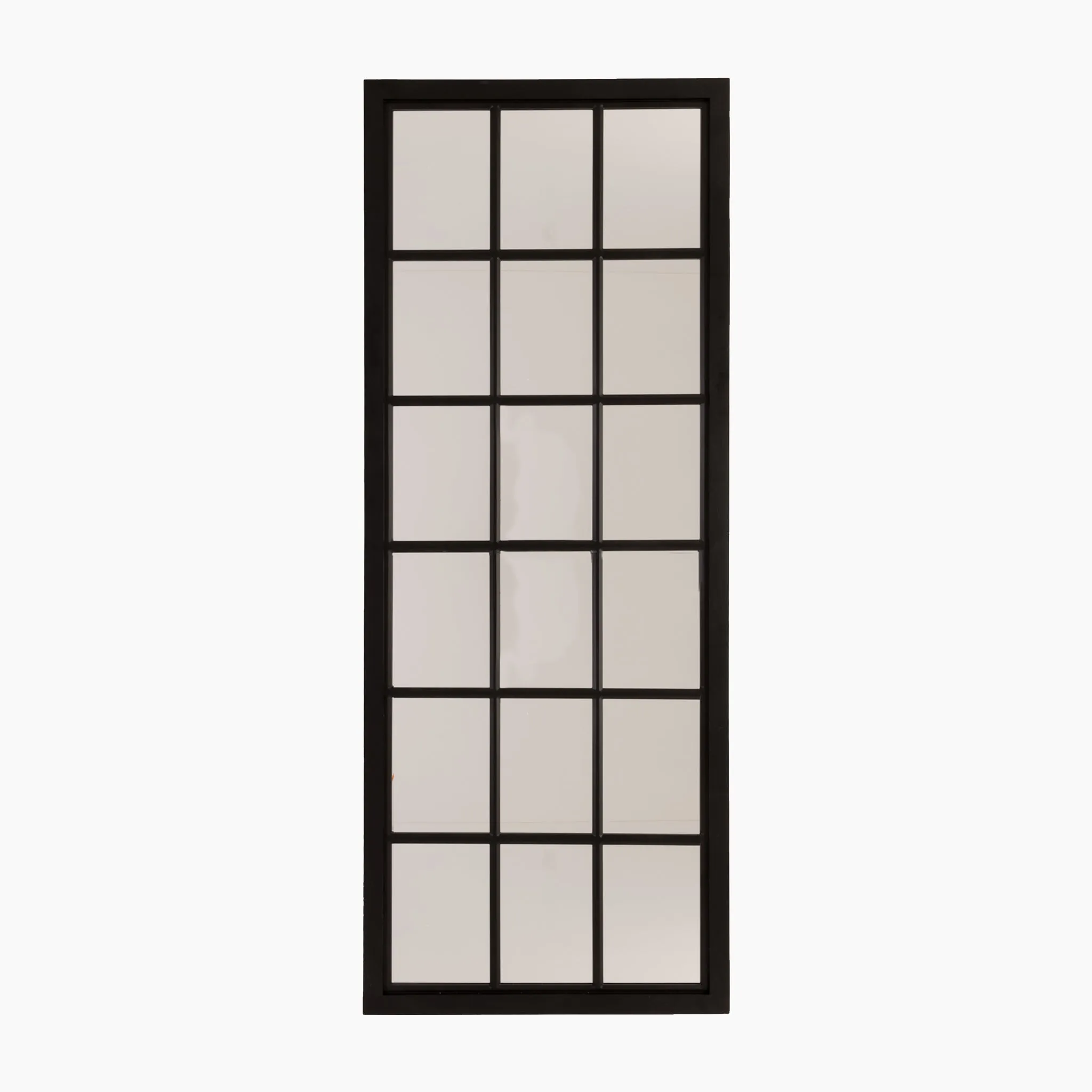 Tall Black Wooden Window Mirror
