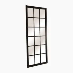Tall Black Wooden Window Mirror
