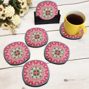 Tea Coasters Set of 6, Beautiful Design with Stand for Tea Cups, Coffee Mugs, and Glasses, Ideal for Diwali Gifting (Jaypore)