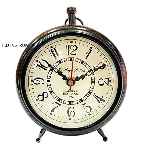 The King Decor Antique Wooden Table Desk Wall Clock for Home, Kitchen, Office, 5 inch