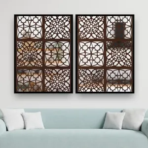 The WoWart Luxurious Wooden Handcrafted Framed Hanging Wall Mirror- Rectangular Wall Mounted Mirror Hanging for Wall Decor/Wall Mirror Hanging Wood Art for Home Decor (WDJ-BLC-2.12, 13x17 inches)
