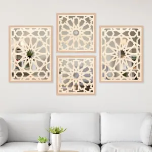 The WoWart Modern Wooden Handicrafted Wall Mirror Frames - Rectangular Hanging Wall Mounted Vanity Mirror/Framed Wall Mirror Hanging Wood Art for Home Decoration (WDJ-BB-1.39, 10x10/10X10 inches)