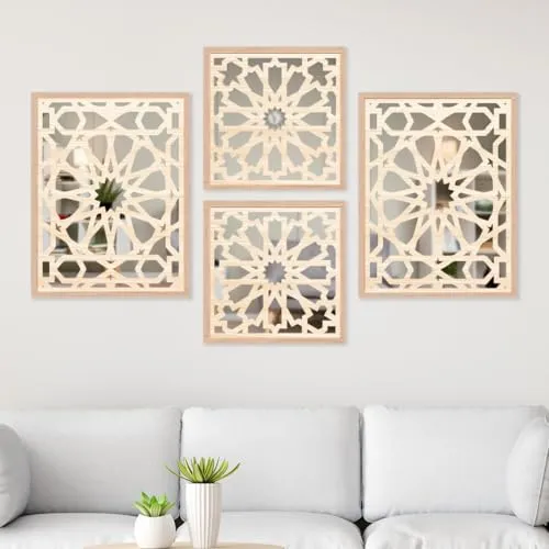 The WoWart Modern Wooden Handicrafted Wall Mirror Frames - Rectangular Hanging Wall Mounted Vanity Mirror/Framed Wall Mirror Hanging Wood Art for Home Decoration (WDJ-BB-1.39, 10x10/10X10 inches)