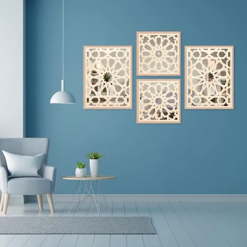 The WoWart Modern Wooden Handicrafted Wall Mirror Frames - Rectangular Hanging Wall Mounted Vanity Mirror/Framed Wall Mirror Hanging Wood Art for Home Decoration (WDJ-BB-1.39, 10x10/10X10 inches)