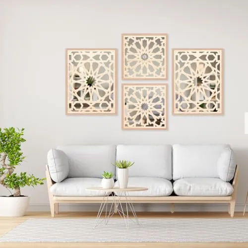 The WoWart Modern Wooden Handicrafted Wall Mirror Frames - Rectangular Hanging Wall Mounted Vanity Mirror/Framed Wall Mirror Hanging Wood Art for Home Decoration (WDJ-BB-1.39, 10x10/10X10 inches)