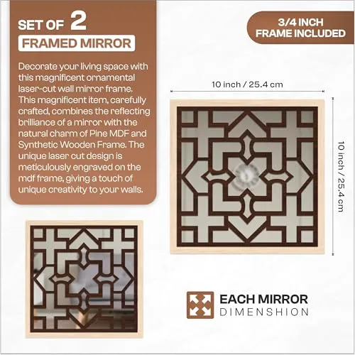 The WoWart Modern Wooden Handicrafted Wall Mirror Frames - Rectangular Hanging Wall Mounted Vanity Mirror/Framed Wall Mirror Hanging Wood Art for Home Decoration (WDJ-BC-1.5, 10x13/10x10 inches)